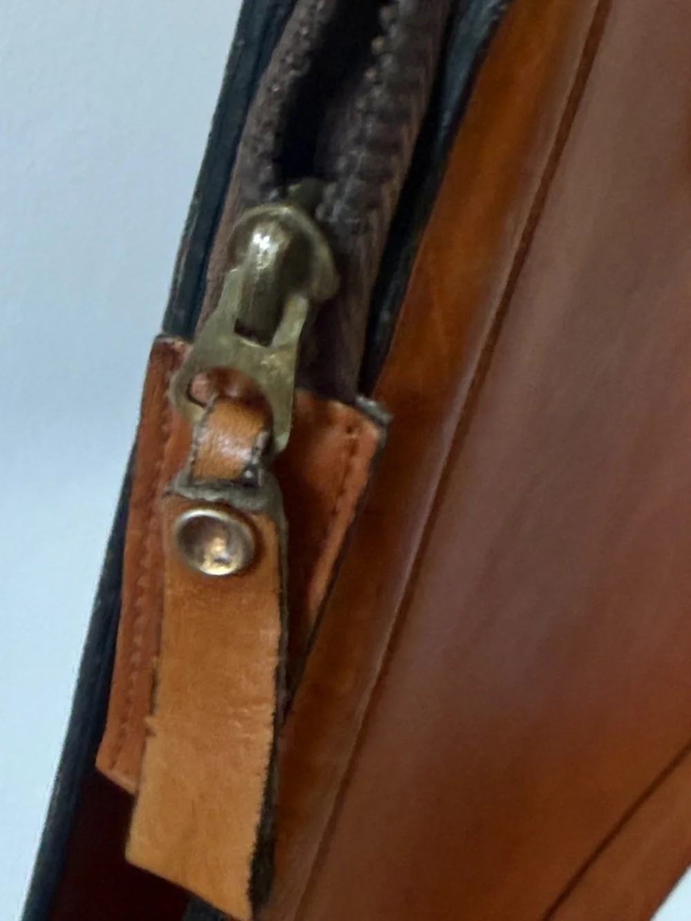 Vintage Cognac Leather Briefcase Portfolio Bag Executive Work Tote